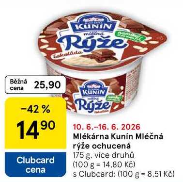 Mlékárna Kunín Mléčná rýže ochucená, 175 g