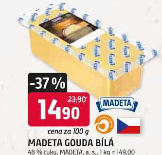MADETA GOUDA BÍLÁ 48% tuku, 100g