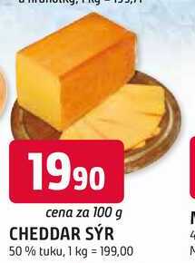 CHEDDAR SÝR 50% tuku, 100 g