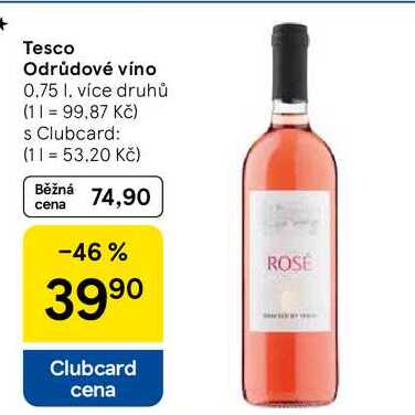 Tesco Odrůdové víno, 0,75 l