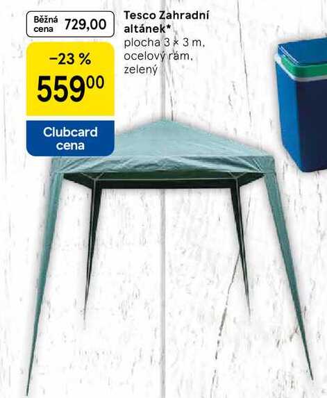 Tesco Zahradní altánek, plocha 3 x 3 m. ocelový rám. zelený