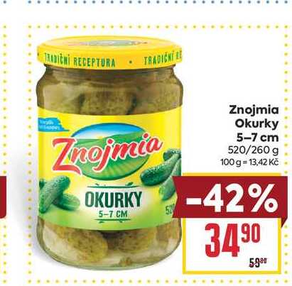 Znojmia Okurky 5-7 cm 520/260 g