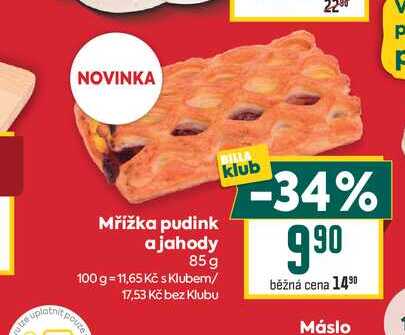 Mřížka pudink a jahody 85g