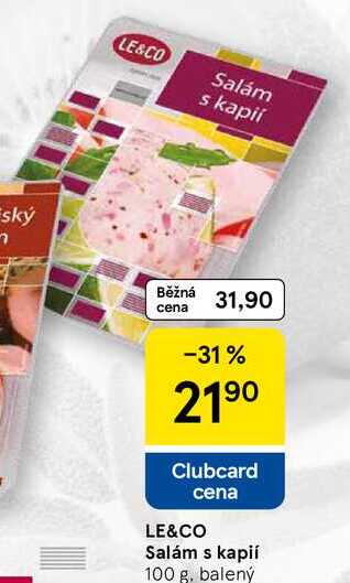 LE&CO Salám s kapií, 100 g, balený
