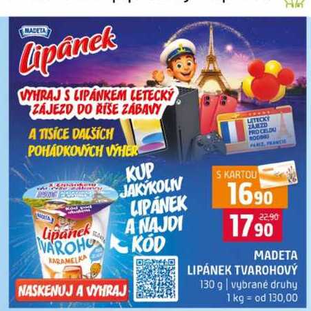 MADETA LIPÁNEK TVAROHOVÝ 130 g vybrané druhy