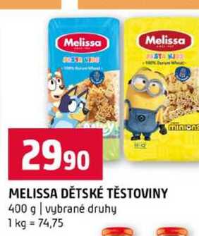 MELISSA DĚTSKÉ TĚSTOVINY 400 g vybrané druhy 