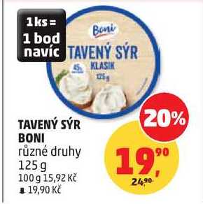TAVENÝ SÝR KLASIK TAVENÝ SÝR BONI různé druhy, 125 g