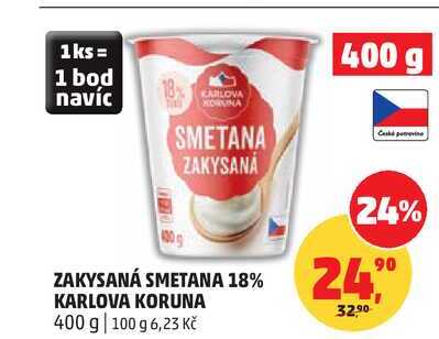 ZAKYSANÁ SMETANA 18% KARLOVA KORUNA, 400 g