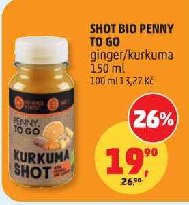 SHOT BIO PENNY TO GO ginger/kurkuma, 150 ml