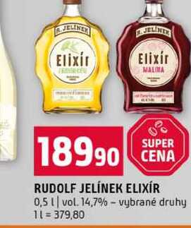 RUDOLF JELÍNEK ELIXÍR 0,5l vol. 14,7% vybrané druhy