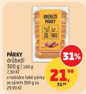 PÁRKY drůbeží, 300 g