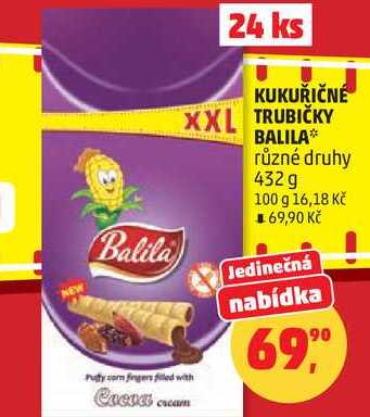 KUKUŘIČNÉ XXL TRUBIČKY BALILA různé druhy, 432 g