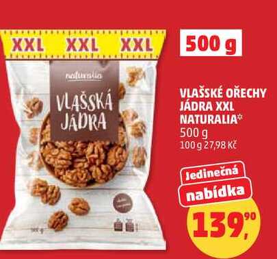 VLAŠSKÉ OŘECHY JÁDRA XXL NATURALIA, 500 g 