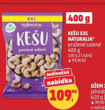 KEŠU XXL NATURALIA pražené solené, 400 g