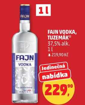 FAJN VODKA, TUZEMÁK 37,5% alk., 1 l