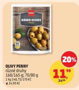 OLIVY PENNY různé druhy, 160/165 g; 70/80 g