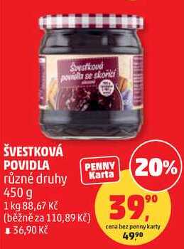 ŠVESTKOVÁ POVIDLA různé druhy, 450 g
