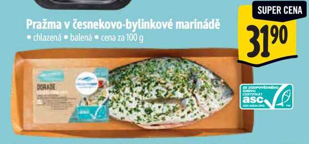Pražma v česnekovo-bylinkové marinádě, cena za 100 g