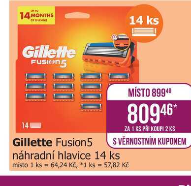Gillette Fusion5 náhradní hlavice 14 ks místo 