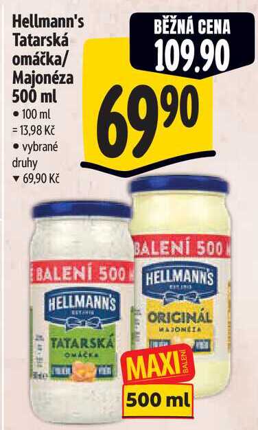 Hellmann's Tatarská omáčka/Majonéza, 500 ml