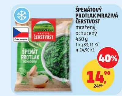 ŠPENÁTOVÝ PROTLAK MRAZIVÁ ČERSTVOST mražený, ochucený, 450 g
