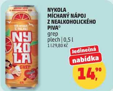 NYKOLA MÍCHANÝ NÁPOJ Z NEALKOHOLICKÉHO PIVA grep plech, 0,5 l