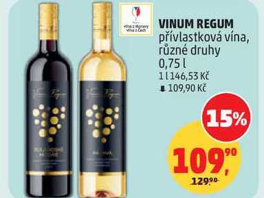 VINUM REGUM přívlastková vína, různé druhy, 0,75 l