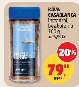 KÁVA CASABLANCA instantní, bez kofeinu, 100 g