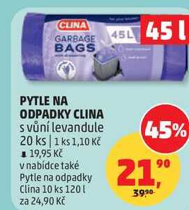 PYTLE NA ODPADKY CLINA s vůní levandule, 20 ks