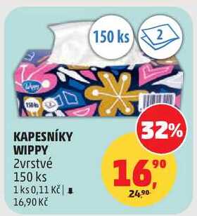 KAPESNÍKY WIPPY 2vrstvé, 150 ks