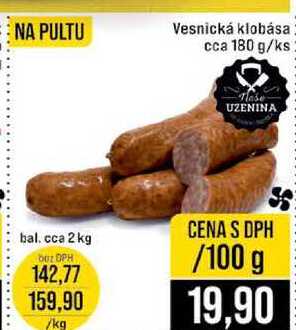 Vesnická klobása cca 180 g 100g