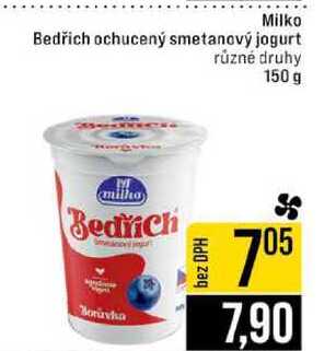 Milko Bedřich ochucený smetanový jogurt různé druhy 150 g