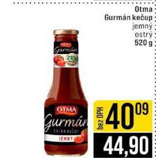 Otma Gurmán kečup jemný ostrý 520 g