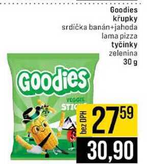 Goodies křupky srdíčka banán+jahoda lama pizza tyčinky zelenina 30 g