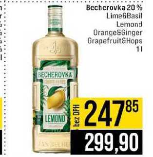 Becherovka 20% Lime&Basil Lemond Orange&Ginger Grapefruit&Hops 1l