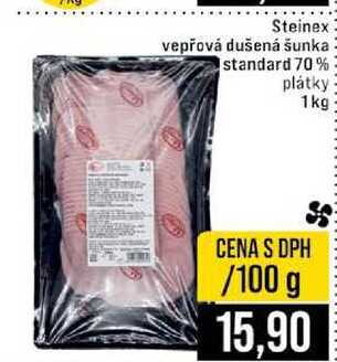Steinex vepřová dušená šunka standard 70% plátky 1kg 100g