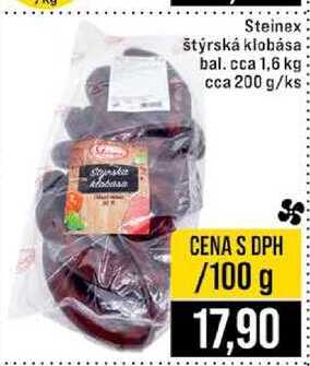 Steinex štýrská klobása bal. cca 1,6 kg cca 200 g 100g
