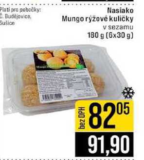 Nasiako Mungo rýžové kuličky v sezamu 180 g (6x30 g) 