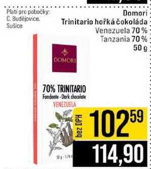 Domori Trinitario hořká čokoláda Venezuela 70% Tanzania 70% 50 g