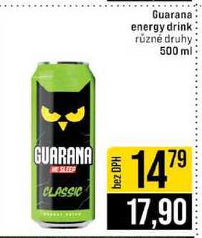 Guarana energy drink různé druhy 500 ml