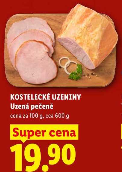 KOSTELECKÉ UZENINY Uzená pečeně, cena za 100 g