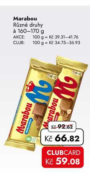 Marabou Různé druhy à 160-170 g