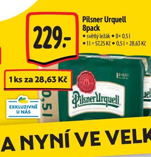 Pilsner Urquell 12°, světlý ležák (8 kusů) 500ml