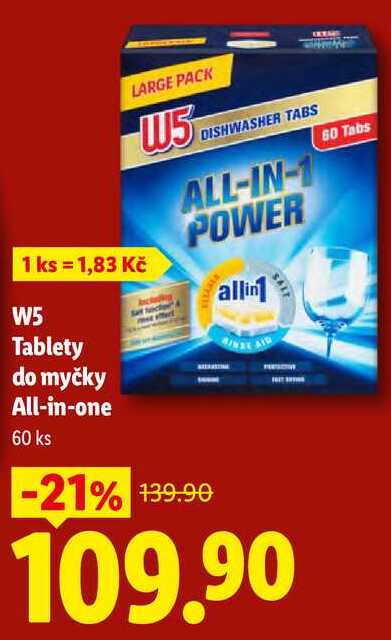 W5 Tablety do myčky All-in-one, 60 ks