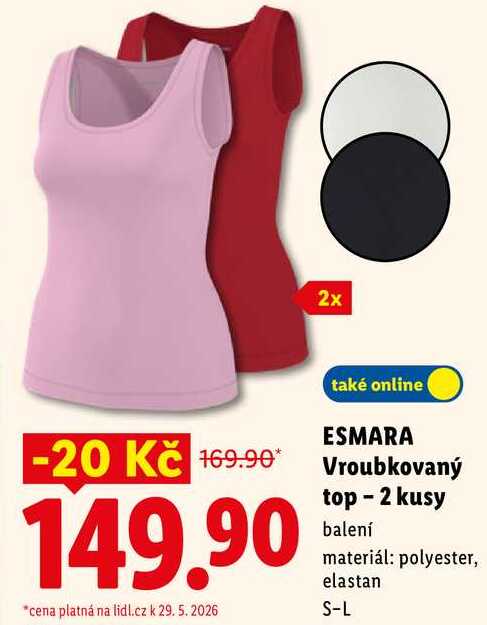 ESMARA Vroubkovaný top - 2 kusy