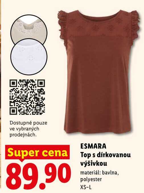 ESMARA Top s dírkovanou výšivkou