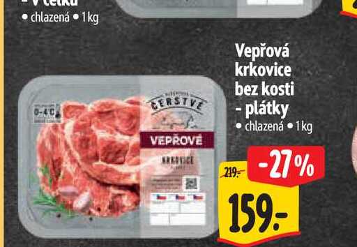  Vepřová krkovice bez kosti - plátky 1 kg