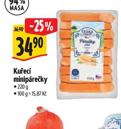   Kuřecí minipárečky  220 g  