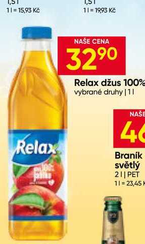 Relax džus 100% vybrané druhy 1L PET