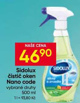 Sidolux čistič oken Nano code vybrané druhy 500 ml